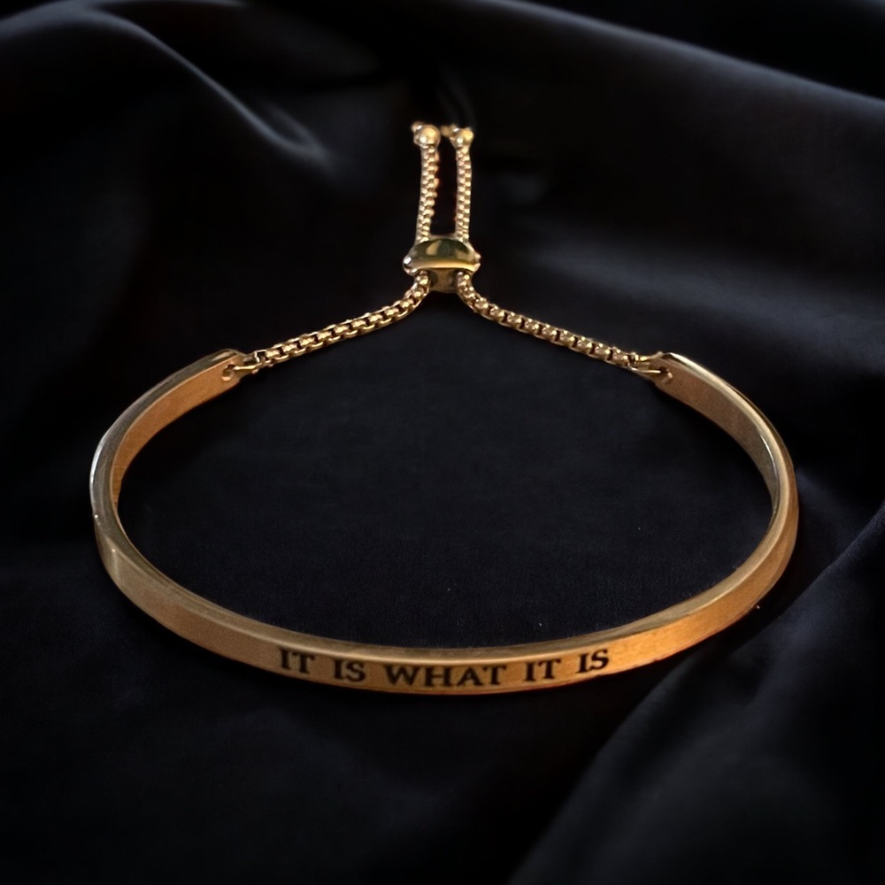 Intuitions inspirational It Is What It Is stainless steel Bolo bracelet
